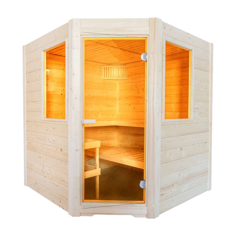 Sentiotec Basic Corner Massivsauna aus Fichte Saunakabine ca. 195x187x204 cm