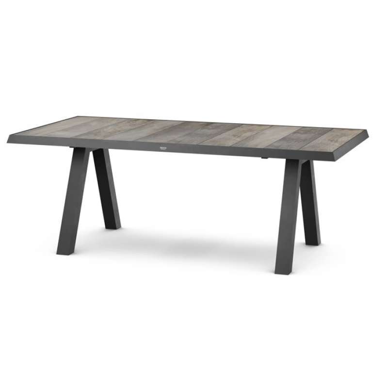 Siena Garden Tirana Dining Tisch, 200x100cm – Aluminium (matt anthrazit) & Keramikplatte (wood grey)