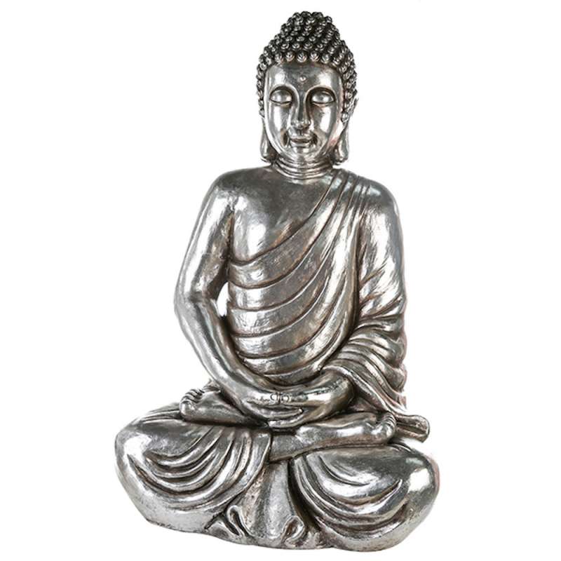 Casablanca Figur Buddha sitzend Dekoration silberfarben Outdoor-geeignet 90 cm