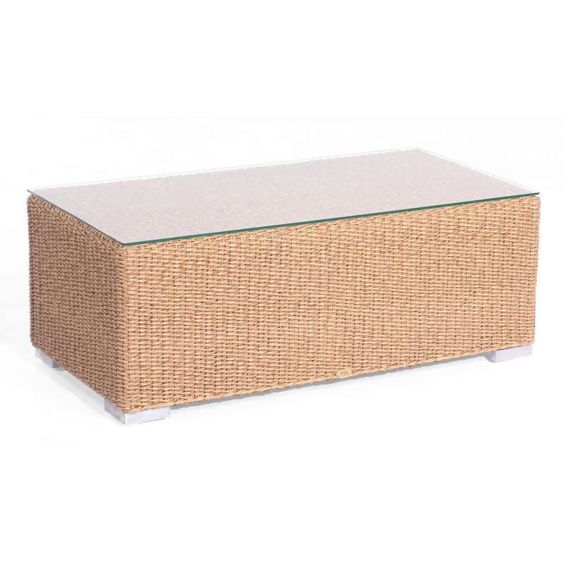 Sonnenpartner Lounge-Tisch Residence 120x60 cm Alu/Polyrattan Hyazinthoptik mit Glas