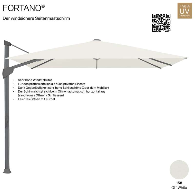 GLATZ Sonnenschirm FORTANO® Ampelschirm 400 x 300 cm Freiarmschirm Stoffklasse 2 Farbe Off-White