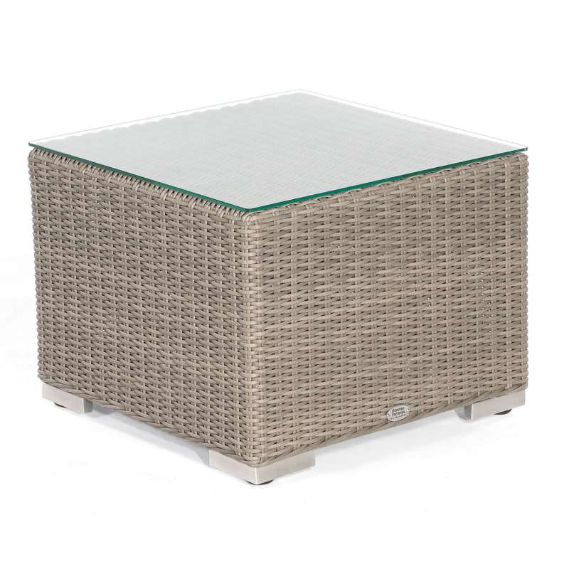 Sonnenpartner Lounge-Tisch Residence 60x60 cm Aluminium mit Polyrattan stone-grey mit Glas Loungetis