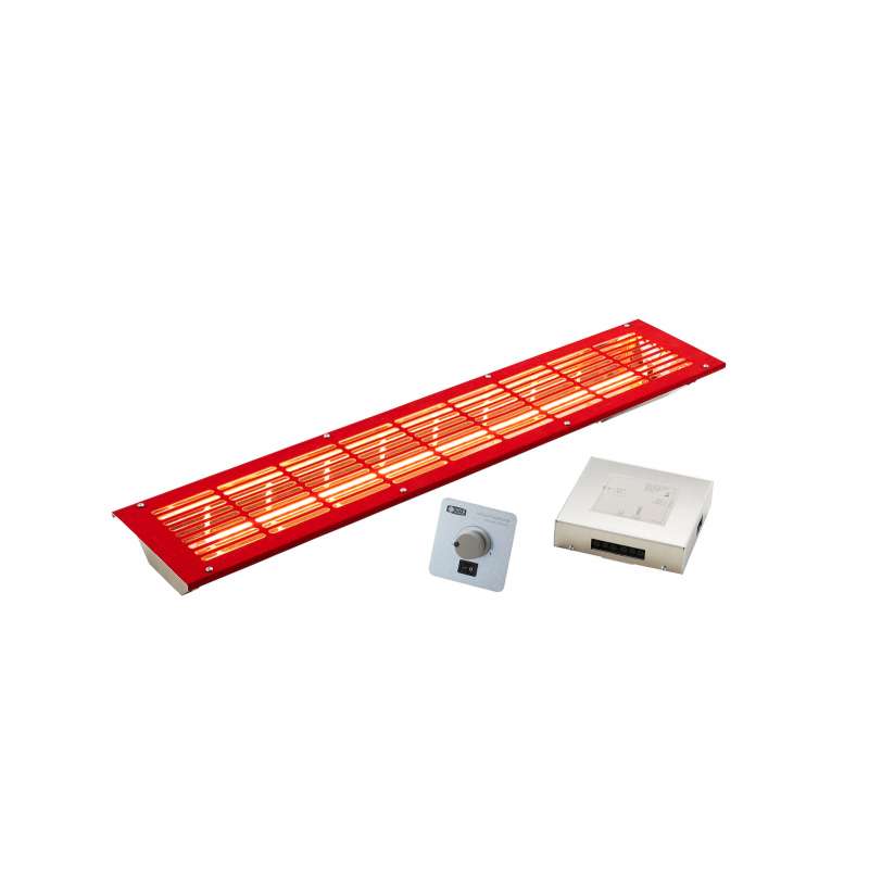 Infraworld VITALlight-IPX4 Infrarotstrahler-Set 500W gerade rot mit Steuerung silber