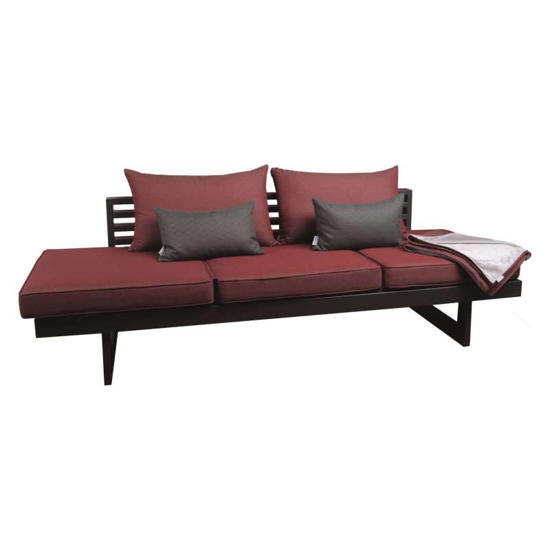 Stern Lounge-Bank/Liege New Holly 216x80 cm Alu anthrazit/karbon/rot Kopfstütze verstellbar mit Kiss