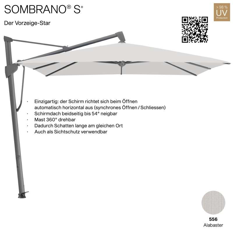 GLATZ Ampelschirm SOMBRANO® S+ quadratisch 350 x 350 cm Freiarmschirm Farbe 556 Alabaster