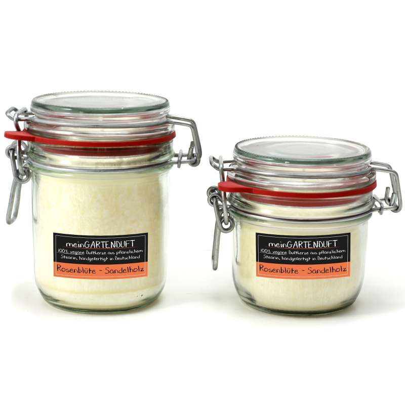 Candle Factory "mein Gartenduft" Kerzenset Rosenblüte-Sandelholz Drahtbügelglas