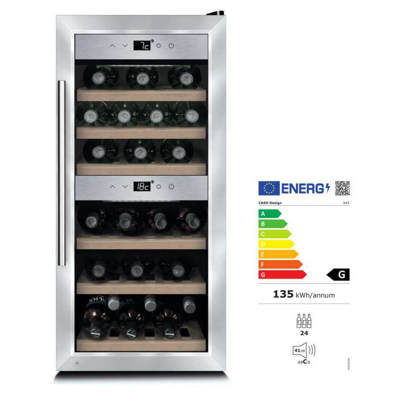 Caso Design Wine Comfort 24 Weinkühlschrank mit Kompressortechnik EEK: G / Spektrum: A bis G