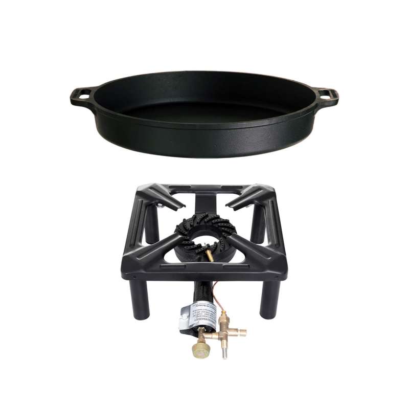 Paella World Hockerkocher-Set groß ca. 40 x 40 x 14-18 cm mit ZS inkl. Gusseisenpfanne Ø 40 cm