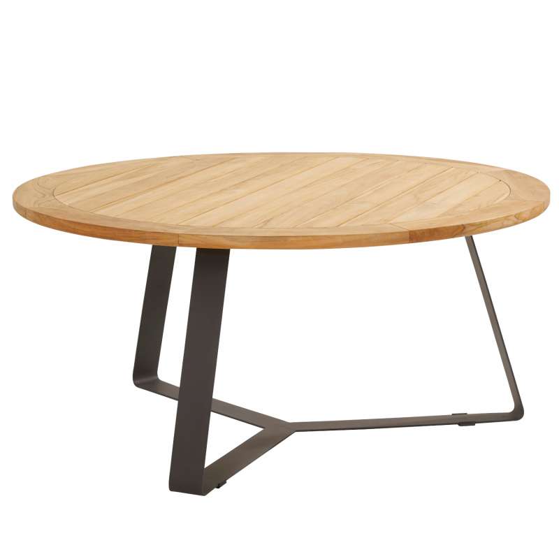 Aqua-Saar Gartentisch Basso rund Ø 130 cm Aluminium anthrazit/Teakholz