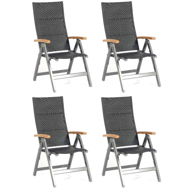 Sonnenpartner 4er-Set Klappsessel Sierra Aluminium mit Textilen anthrazit Klapp-Sessel Klappstuhl