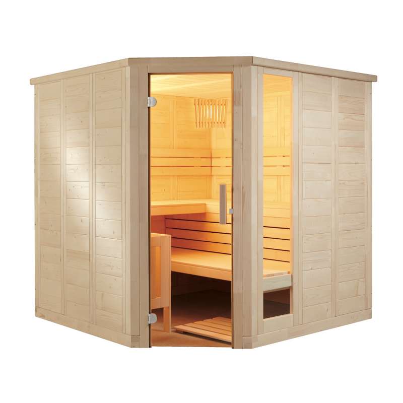 Sentiotec Komfort Corner Large Massivsauna Saunakabine Fichte ca. 234x206x204 cm