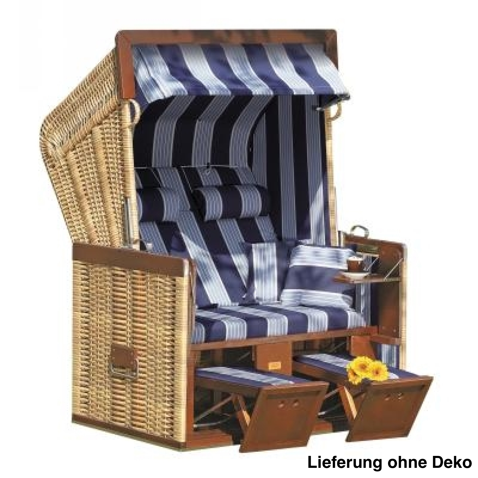 Sonnenpartner Strandkorb Senator 2 Sitzer Halbliegemodell natur blau