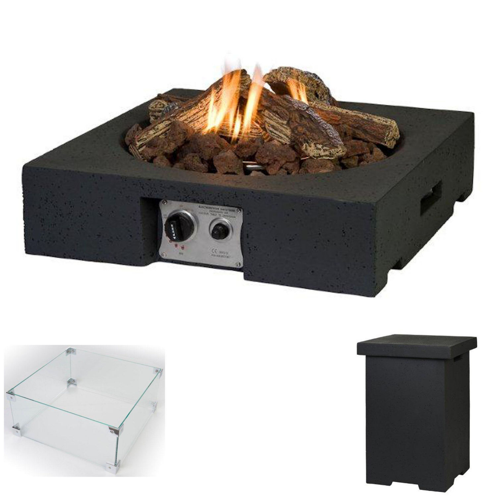 Happy Cocooning Tischfeuer Gartenfeuer schwarz 61 x 61 x 15 cm HC131019A
