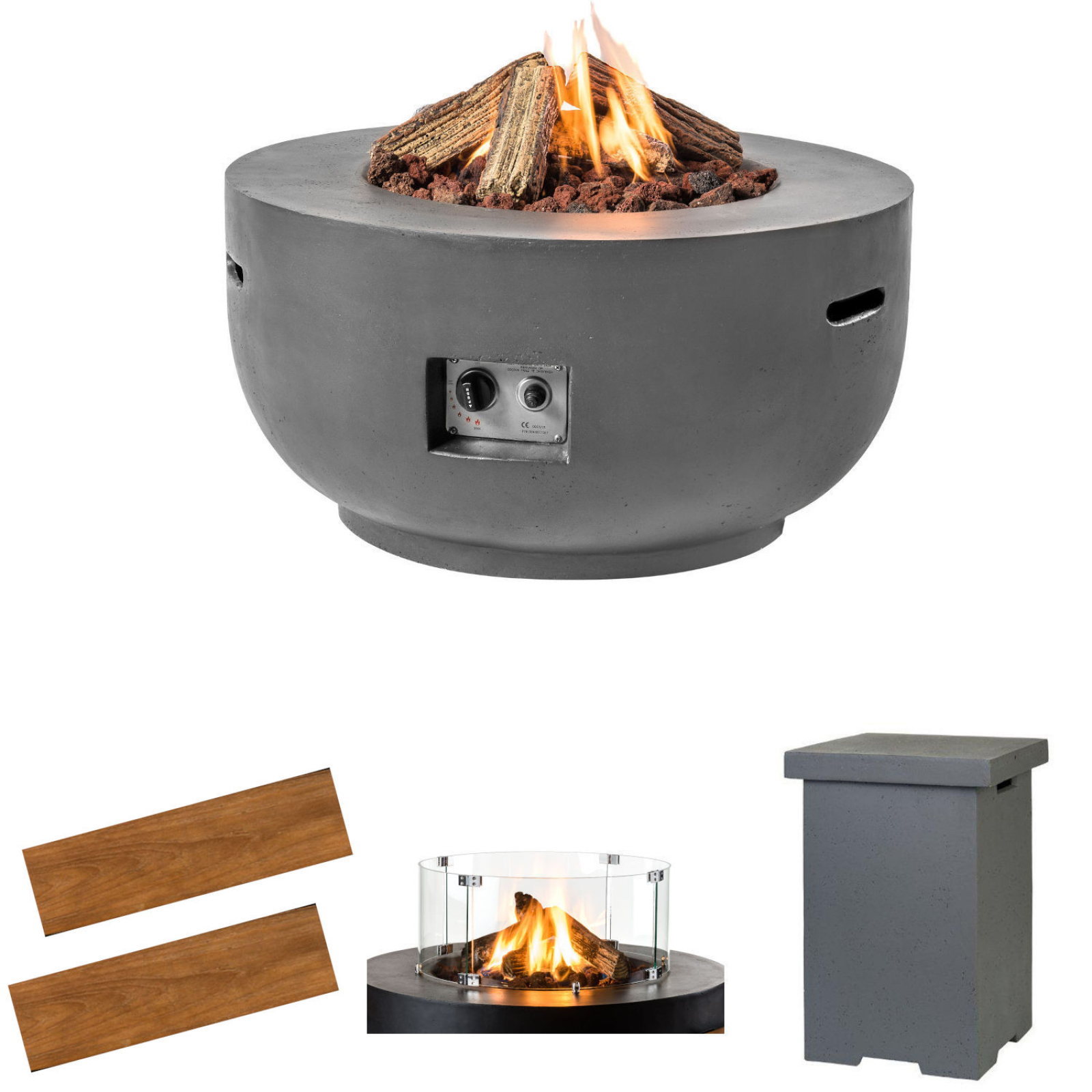 Happy Cocooning Feuertisch Kugel Bowl grau 91 x 91 x 46 cm HC151014A