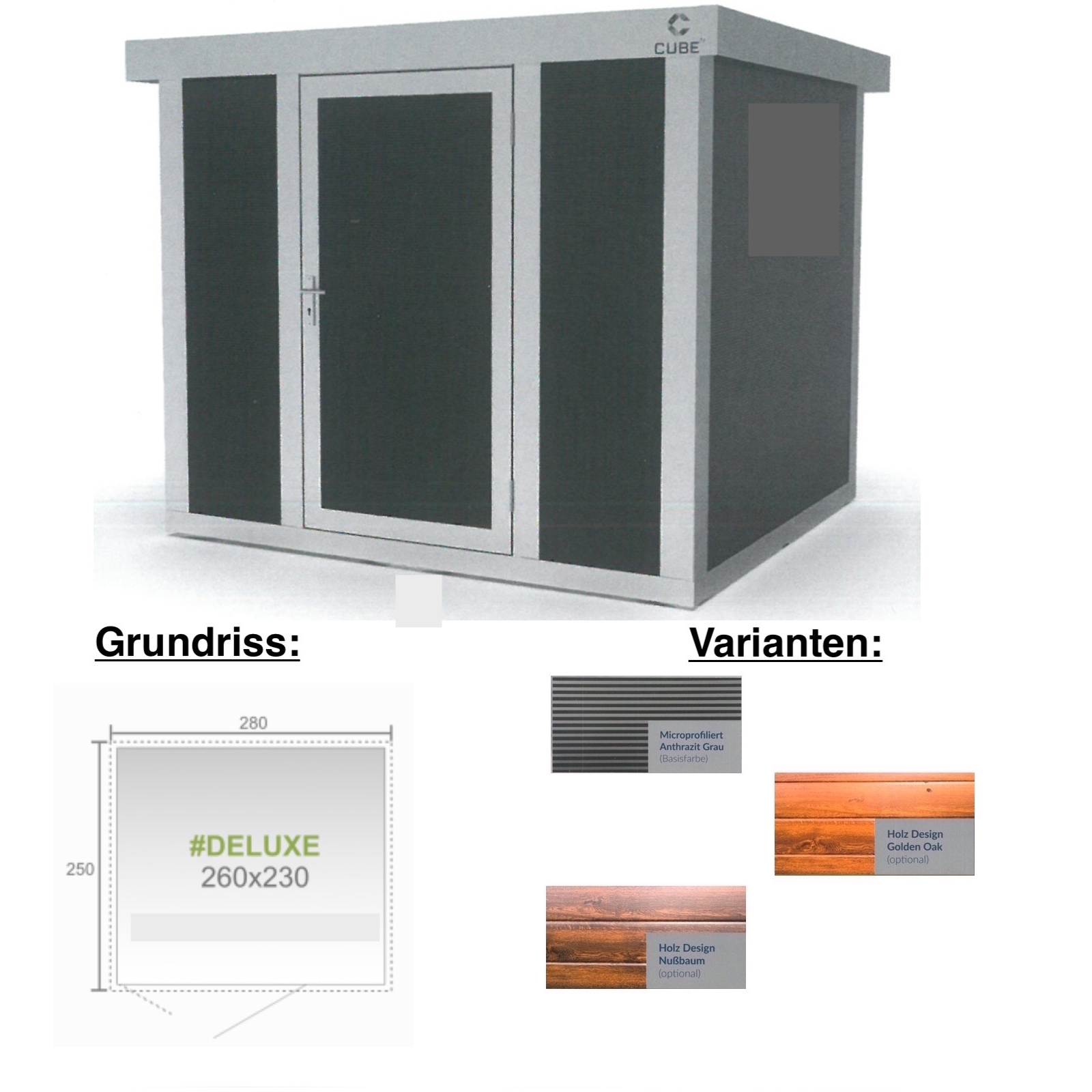 Cube FX Gartenhaus Deluxe S222 260x230x230 cm Straight ...