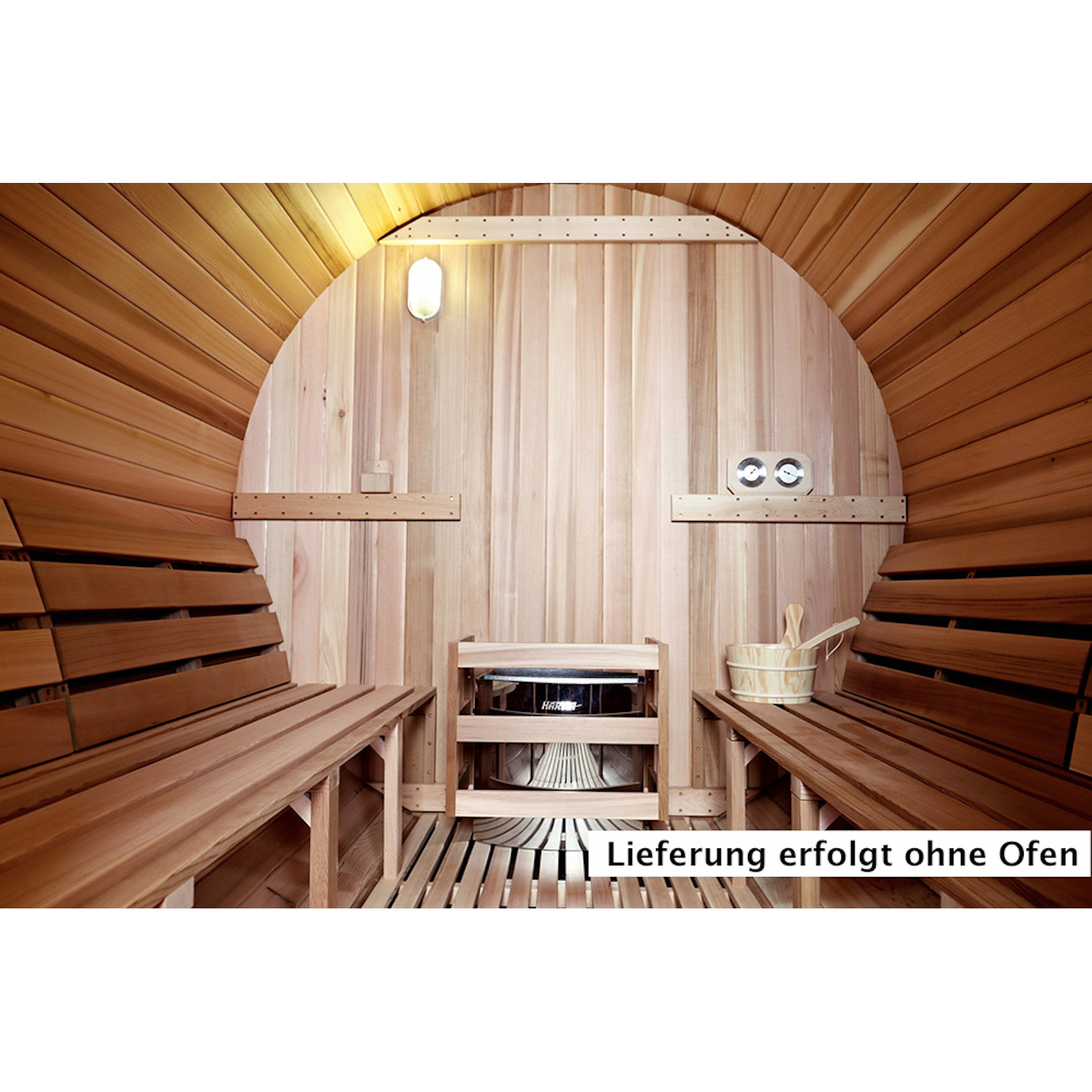 Fass-Sauna 305 x Q 214 cm Zedernholz knorrig 4 - 6 Personen ohne Ofen