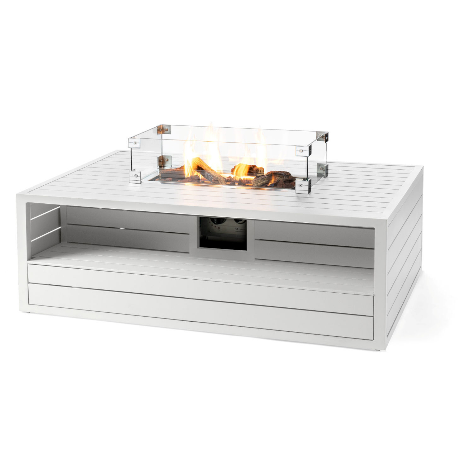 Happy Cocooning Mania Feuertisch Aluminium weiß 12 kW rechteckig