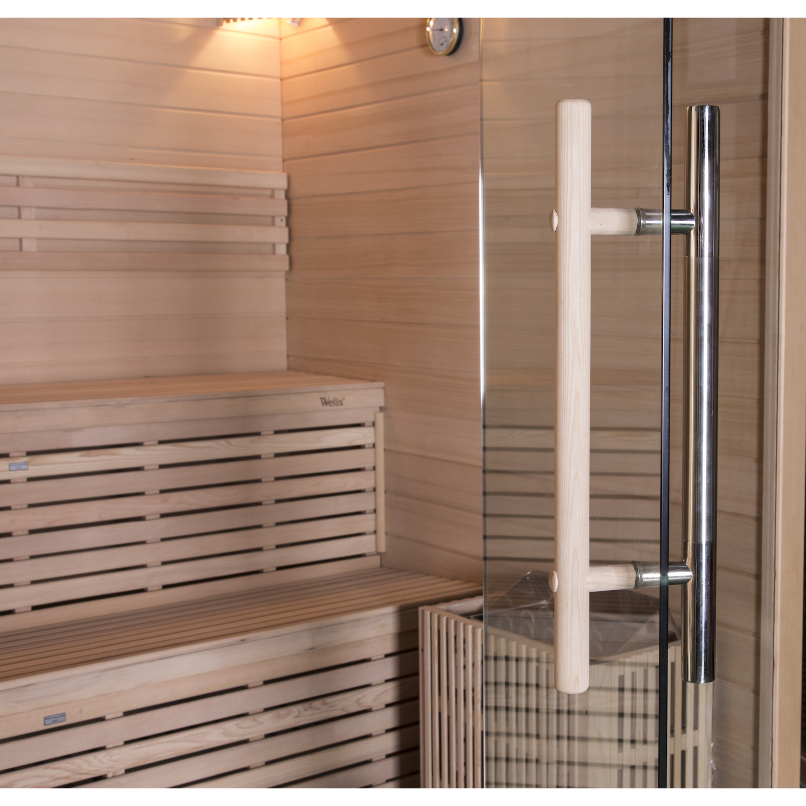 Wellis Serenis Hemlock finnische Sauna 180x150x210cm Komplett-Set inkl